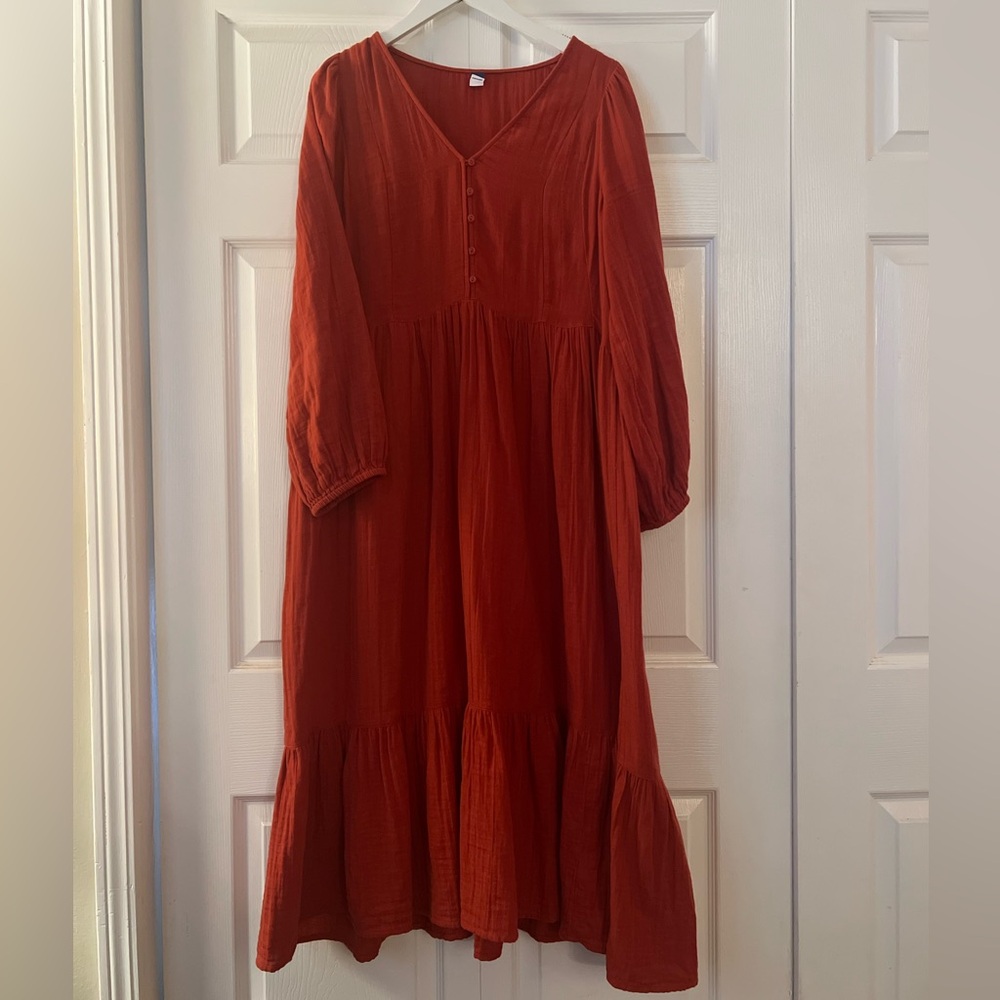 Old Navy Rust Long Sleeve Dress